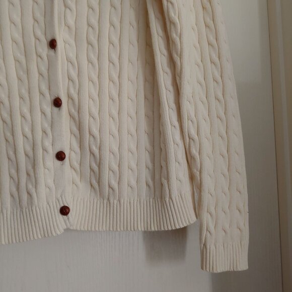 American Living Cream Cable Knit Y2k Preppy Academia Indie Button Cardigan XL - Picture 4 of 12